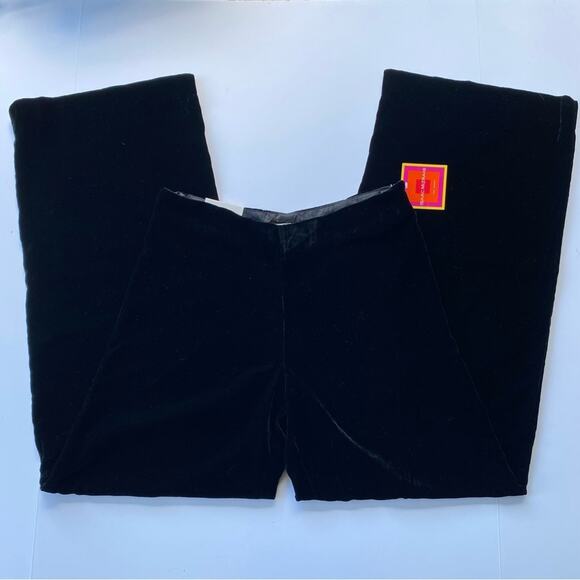 Isaac Mizrahi Women's Velvet Wide Leg Contour Fit Pants Size 4 Black Trousers - Picture 1 of 8